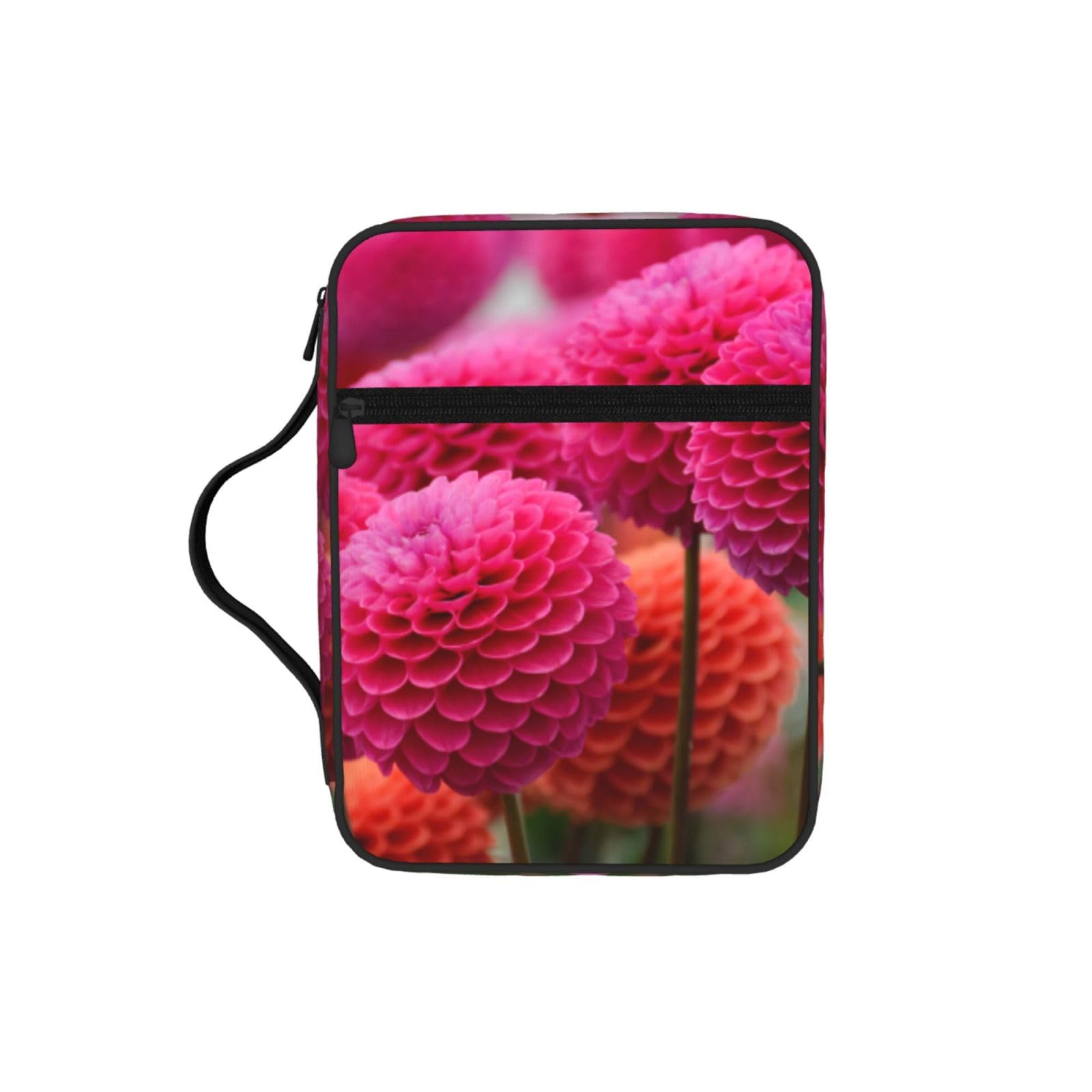 Beautiful Pink Flowers Bible Cover Case Waterproof Bible Bag With Handle Organizer Storage Book Cover For Bible Study