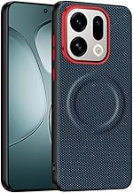 Case for Oppo Find X9 Pro, Metal Camera Lens Frame TPU Bumper Nylon Fiber Back Cover Shell Compatible with MagSafe Corners Shockproof Protection (Blue)