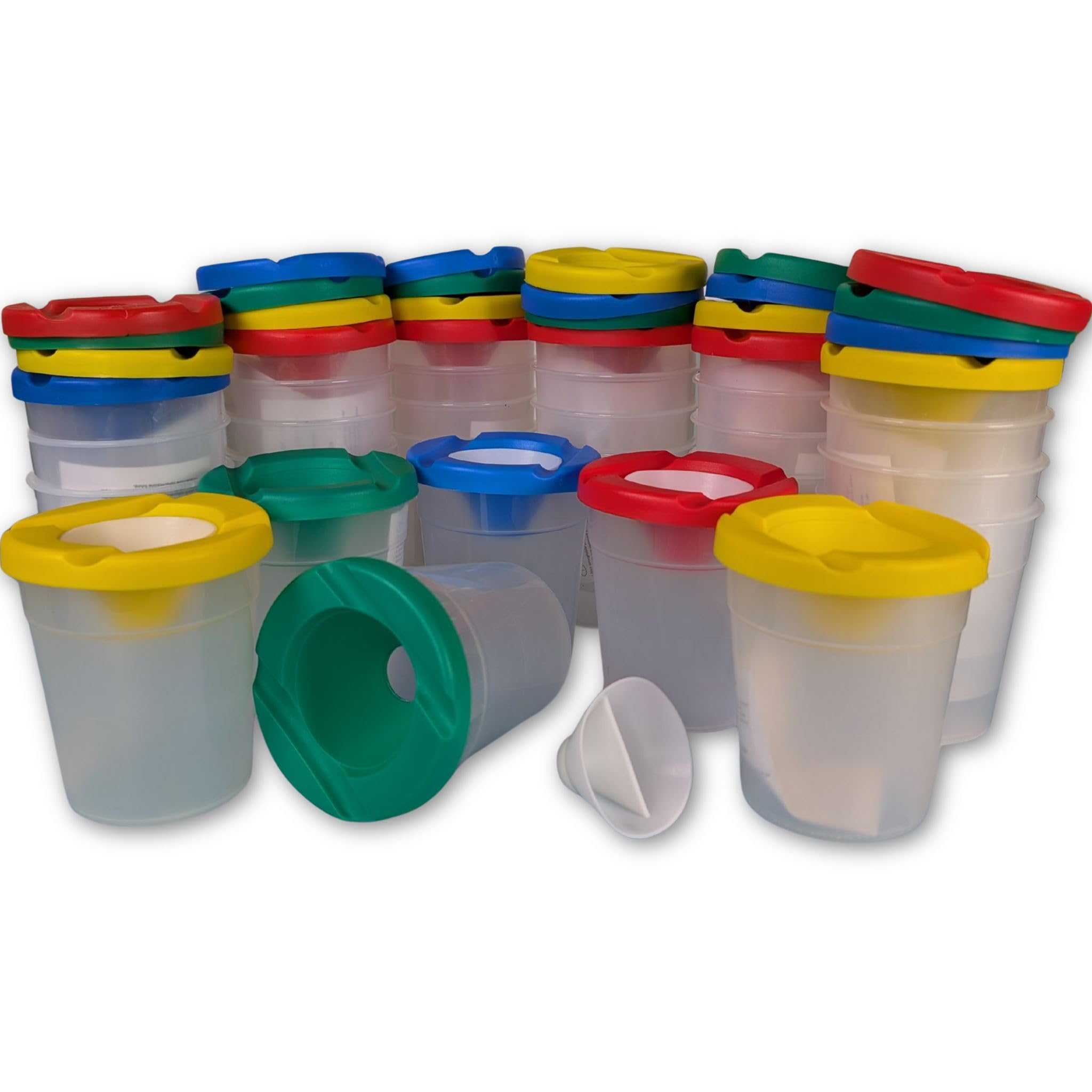 BCreativetolearn Non-Spill Paint & Water Pot with Lid and Stopper – Translucent Brush Pot for Painting, Art & Classroom Use, Pack of 30