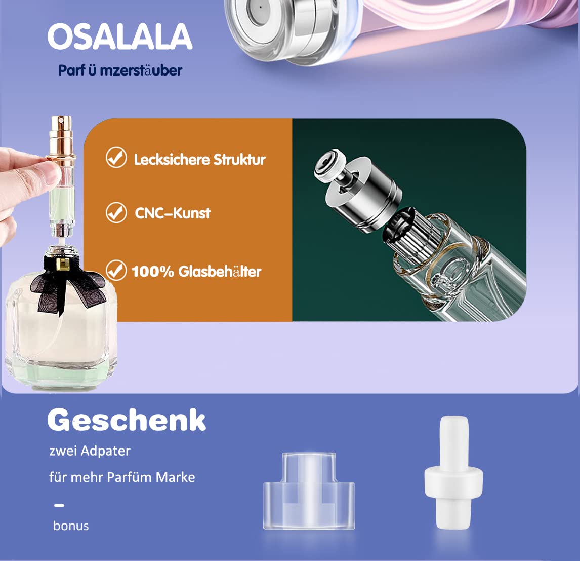 Parfümzerstäuber Nachfüllbar Parfüm Flaschen Portable Zerstäuber Mini Sprühflasche Taschenzerstäuber für Reise Unterwegs 5ml