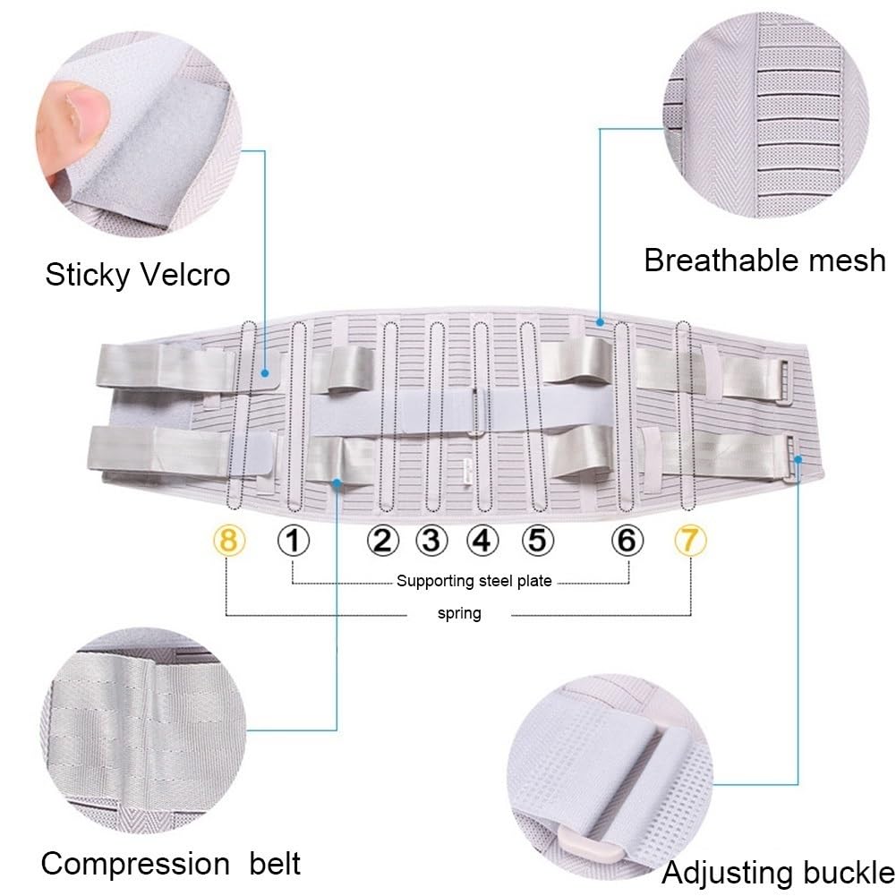 Cinturón De Soporte Lumbar, Refuerzo Lumbar con Tiras De Aluminio Curvadas, Paneles De Malla Transpirable, Correas De Gancho Y Bucle Ajustables Dobles (Size : XL)