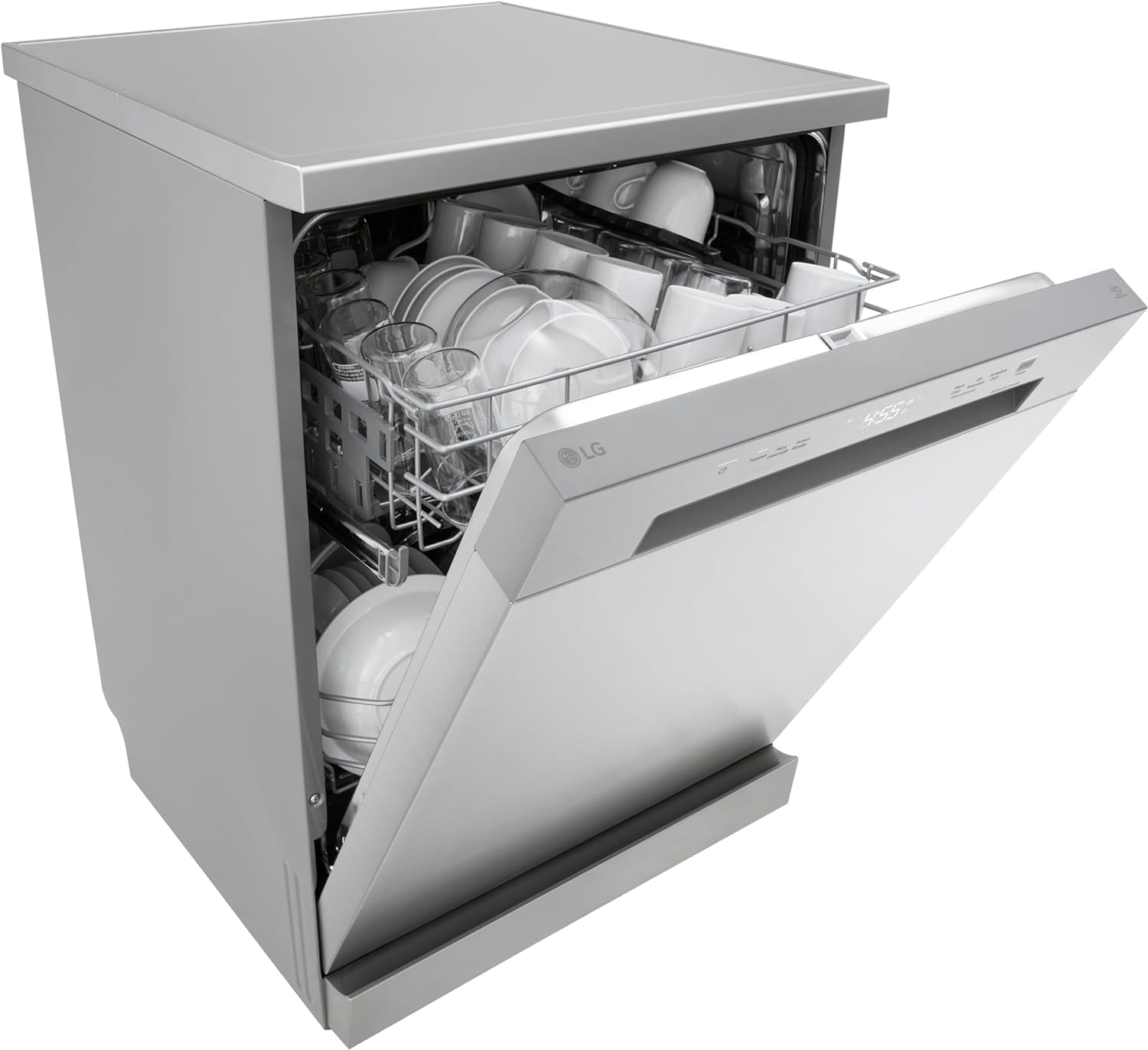 LG DF141FV Lavastoviglie Libera Installazione, Serie 1, Lavastoviglie 14 coperti, Classe D, Sistema QuadWash a 4 Bracci Irroratori, Programma Turbo, EasyRack Plus, Smart Diagnosis, Grigia