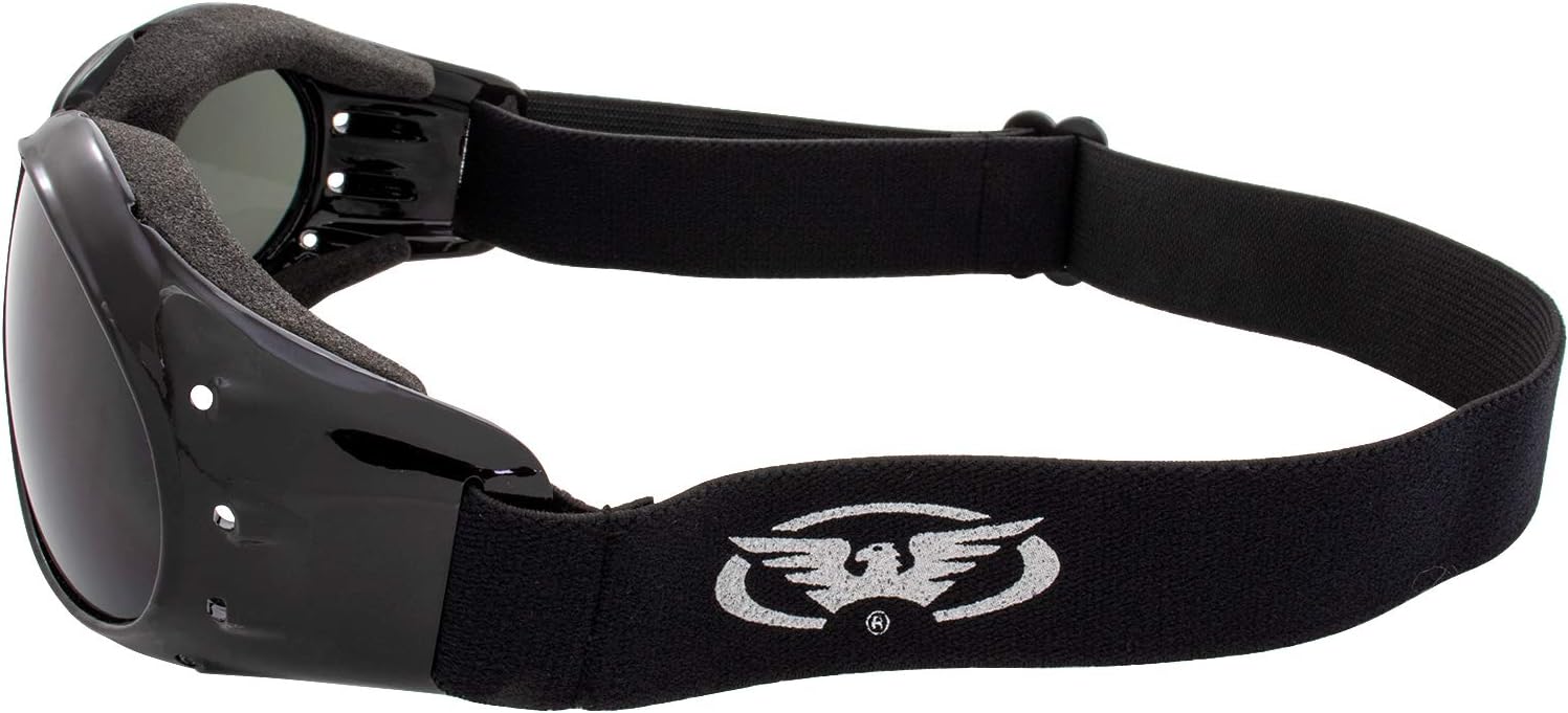 Global Vision Eliminator Deluxe Red Baron Style Padded Riding ATV Dirt Bike Anti-Fog Motorcycle Goggles Black Frames