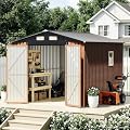 Canovire 8x10 FT Outdoor Storage Shed, Metal Garden Shed with Updated Frame Structure, Lockable Door and Window, Large Tool Shed for Backyard, Patio, Lawn, Utility & Bike Storage