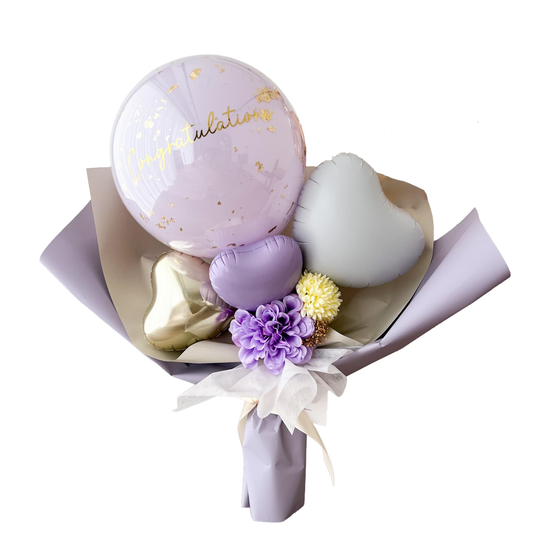 【莉莉】バルーンブーケLLサイズ　ラベンダー（引取り） Amazon | 【名入れ可】 お祝い バルーンブーケ 雅 ギフト 花束 女性