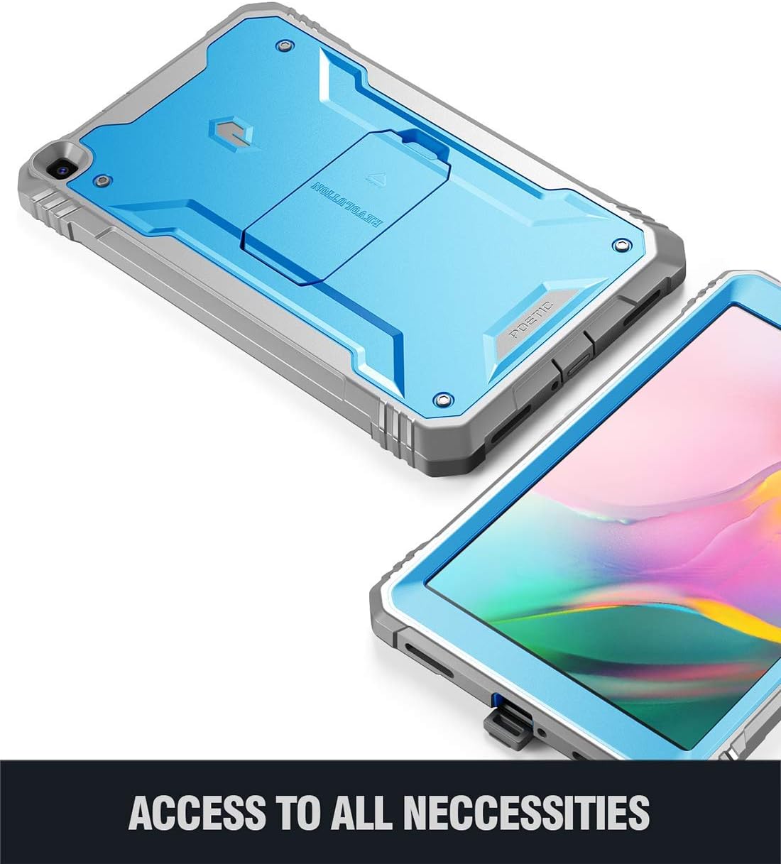 Top Rated Galaxy Tab A 8.0 2019 (8.0 Inch) Rugged Case with Kickstand,SM-T290 SM-T295, Poetic Full Body Shockproof Cover, Built-in-Screen Protector, Revolution, for Samsung Galaxy Tab A 8.0 Inch (2019), Blue