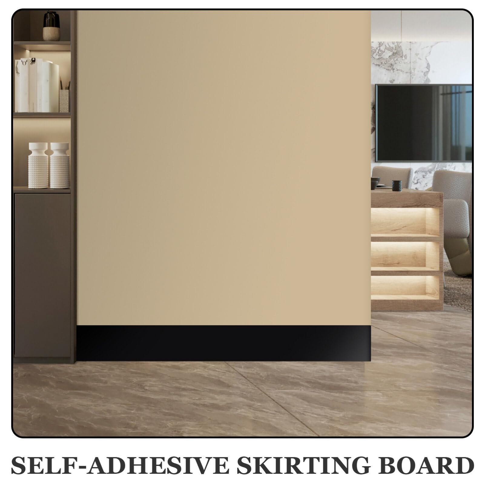 Housoutil Zócalo De Pvc Autoadhesivo Cubiertas De Rodapié Flexibles Moldura De Pared Para Dormitorio Tira Adhesiva Para Rodapié De Suelo