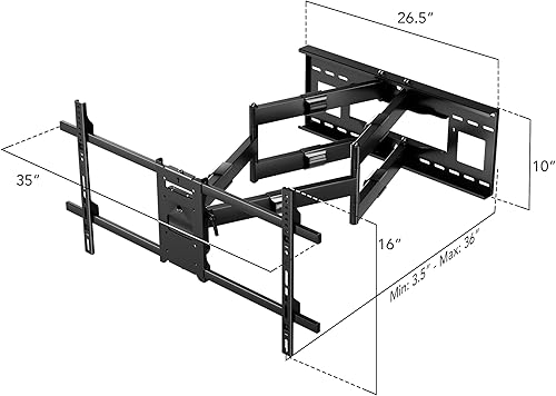 Miniatura 8 de Mount-It! Soporte de TV de extensión larga, soporte de pared de doble brazo con brazo articulado extendido de 36 pulgadas, se adapta a tamaños de