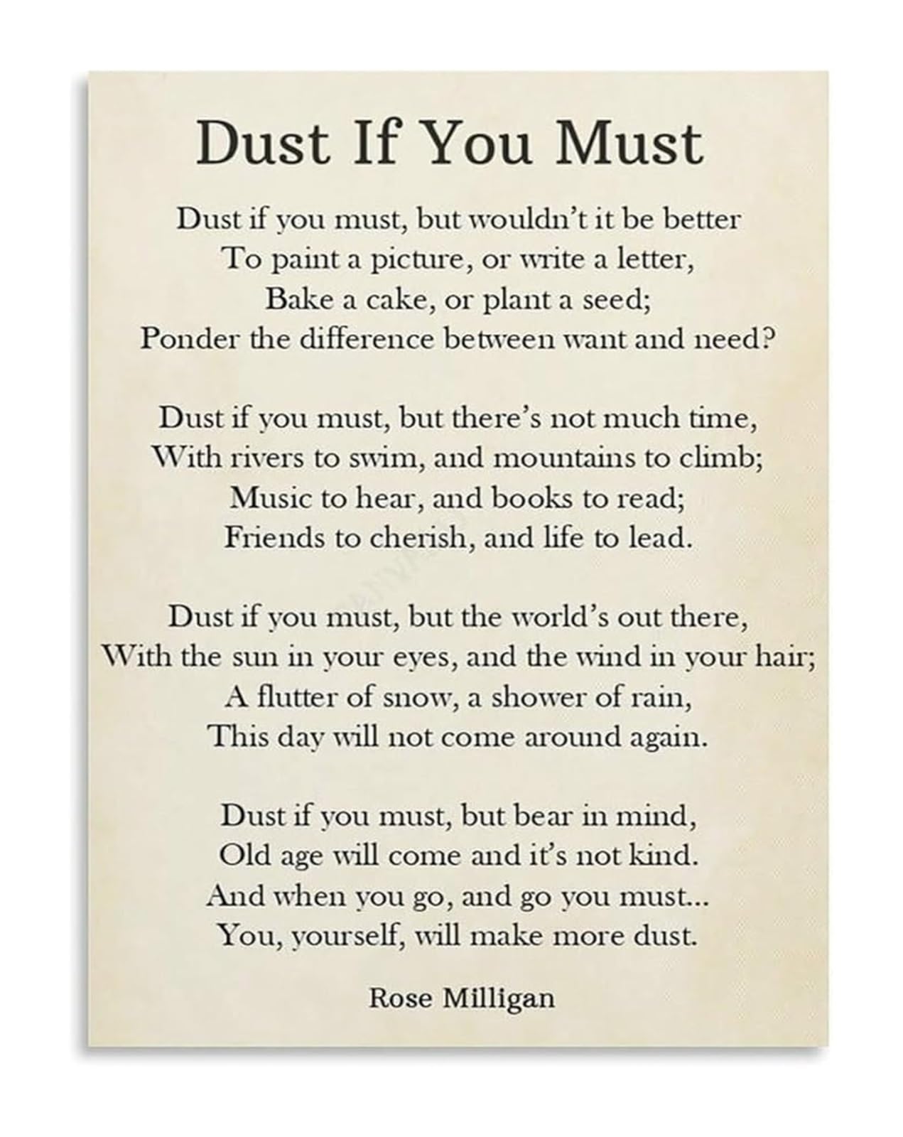 FOPURE Modern Minimalist Dusting Poem Canvas Poster Wall-Art for Tranquil Study and Personal Retreat Space(Unframed,16x24inch(40x60cm))