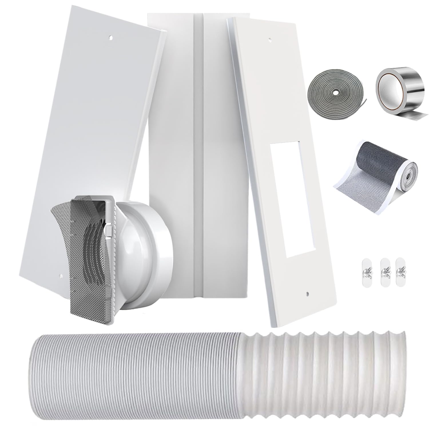 Photo 1 of Portable AC Window Kit+Ac Vent Hose for Double-Hung/Small Sliding Windows 26-47“Adjustable With 5.1/5.9" Universal Coupler&2 Weather Strippings Fit LG/Hisense/Hair etc Portable ac Window Seal Kit