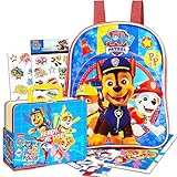 Paw Patrol Preschool Backpack Toddler (11") with Mini Paw Patrol Lunch Box Tin (Includes Bonus Puzzle)
