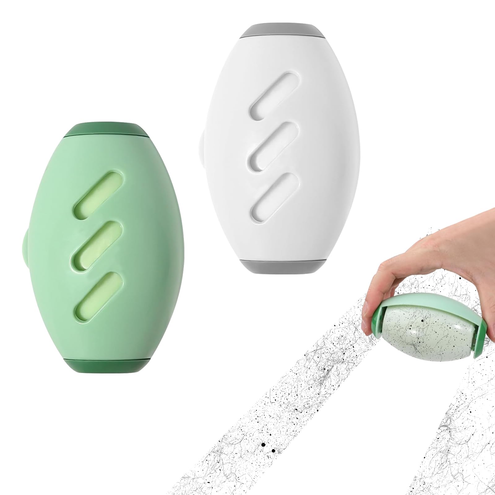 Desuibao Lot de 2 rouleaux anti-peluches en gel lavables et réutilisables, mini rouleau anti-peluches portable, outil d'épilation de chien et chat pour vêtements, tapis, meubles, canapé, voiture, vert