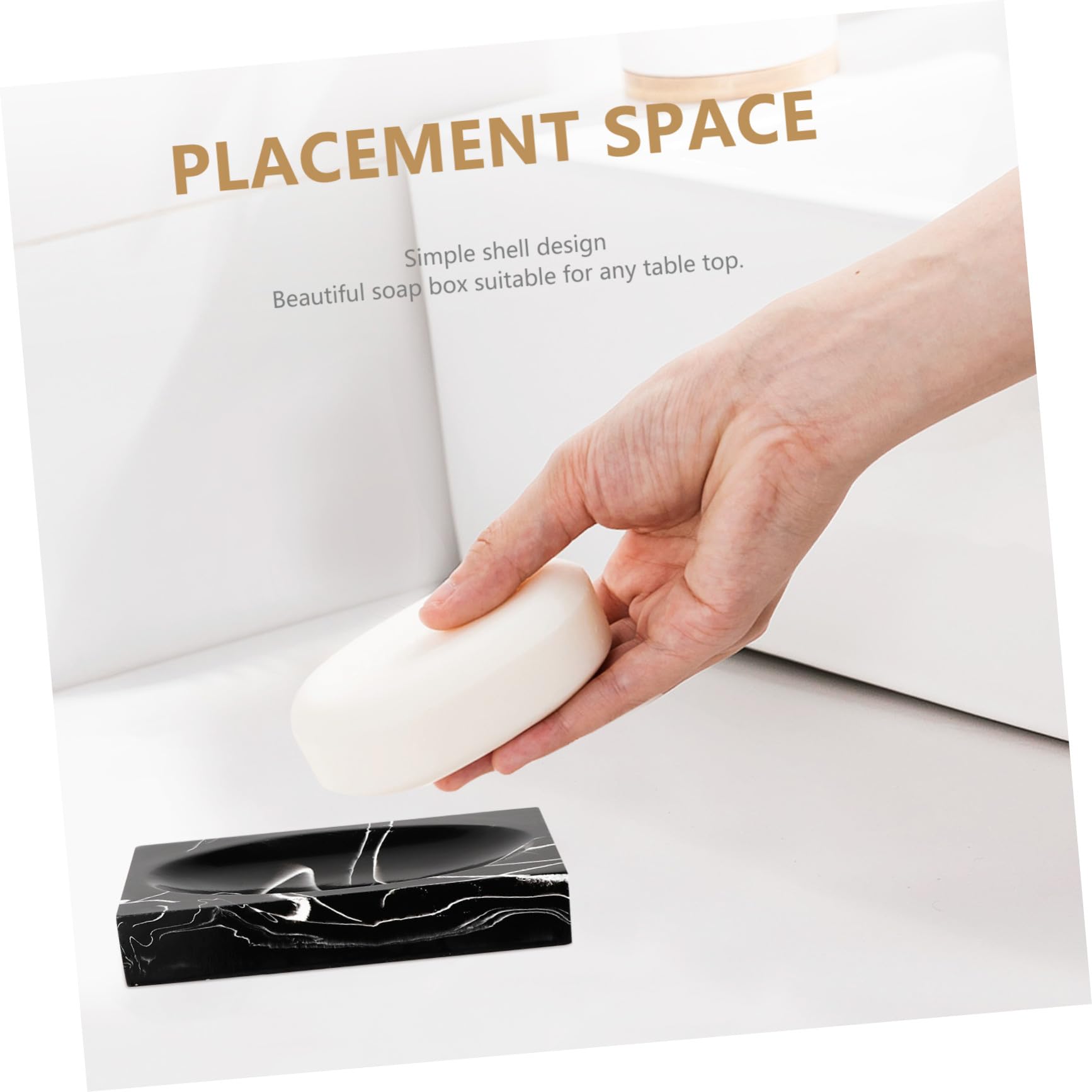 Healifty Set de Accesorios de Baño Diseño Jaspeado, Soporte para Cepillos de Dientes, Botella de Mano, Vasos para Enjuague y Jabonera de Resina Negra Práctica y Cómoda