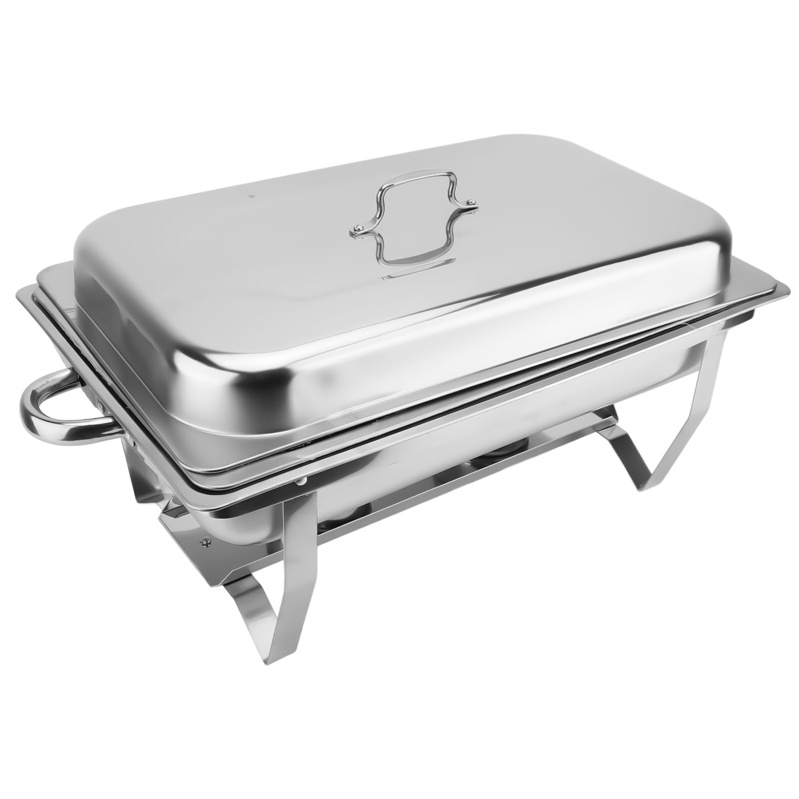 Luocute Chafing Dish de Acero Inoxidable, Juego de Buffet Cuadrado (4PCS) | Construcción dividida de cuerpo completo, fácil de limpiar, bandeja profunda, bordes lisos, para buffet de hotel de