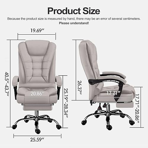 Miniatura 2 de Silla de oficina grande y alta, silla de escritorio ejecutiva con reposapiés, sillas de oficina ergonómicas de cuero con respaldo alto, silla de