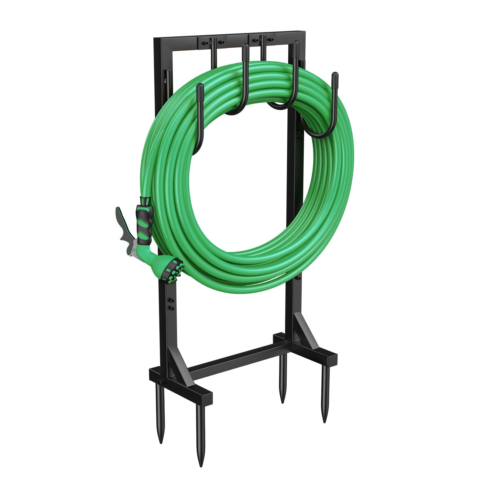Support pour Tuyau d'arrosage 109,5 cm Enrouleur Métallique 45 mètres 4 Crochets Jardin