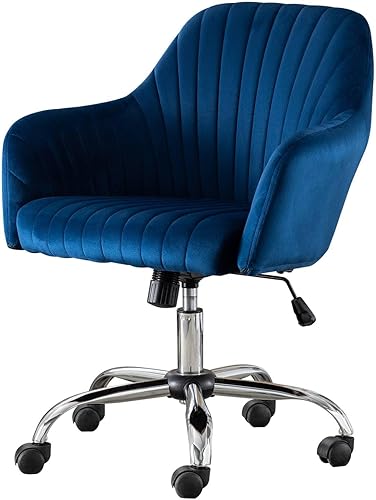 Warmiehomy Sillas de escritorio de terciopelo para oficina en casa con ruedas giratorias, bonitas sillas de tocador ergonómicas de altura ajustable