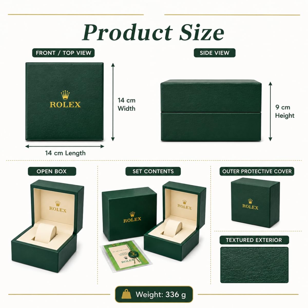 Leder Uhrenrolle Weicher Bezug Reiseetui 1 Fach mit Erhöhtem Uhrenkissen und Tragetasche und Außenbox für Rolex Submariner