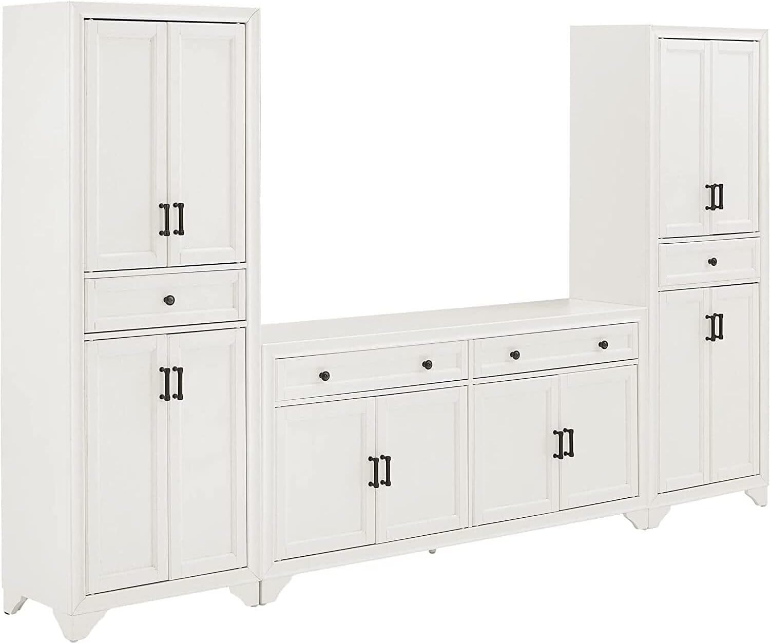 Distressed White 67" Entertainment Set with Cabinets