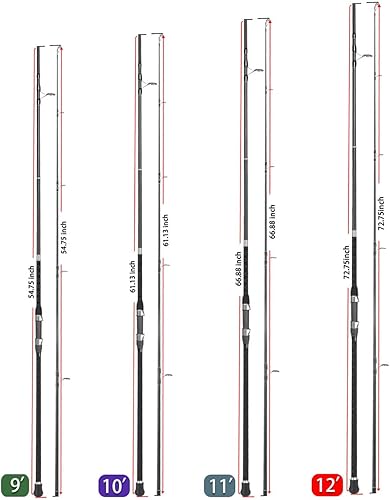 Miniatura 5 de LITTMA Cañas de surf para surf con diseño de lubina estriada para agua salada de 12 pies, 9 pies, 10 pies, 11 pies, caña de surf de grafito, caña de