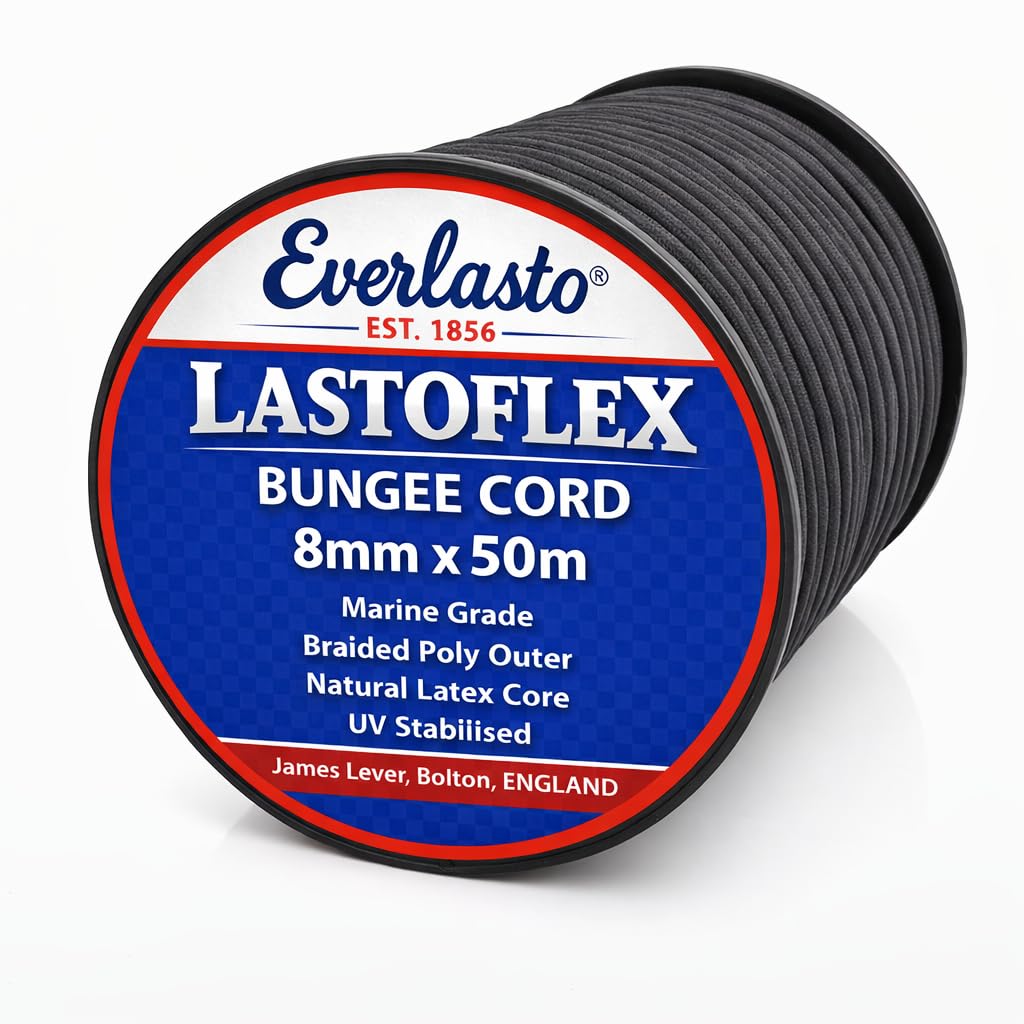 Everlasto Black 'Lastoflex' Elastic Bungee Cord Shock Cord Rope 8Mm X 50M