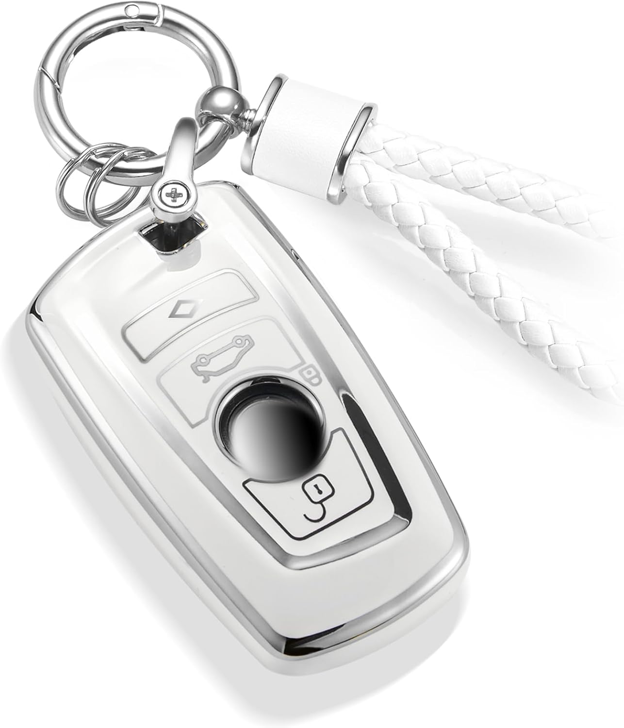 Amazon.com: CTRINEWS for BMW Key Fob Cover with Metal Braided Rope ...