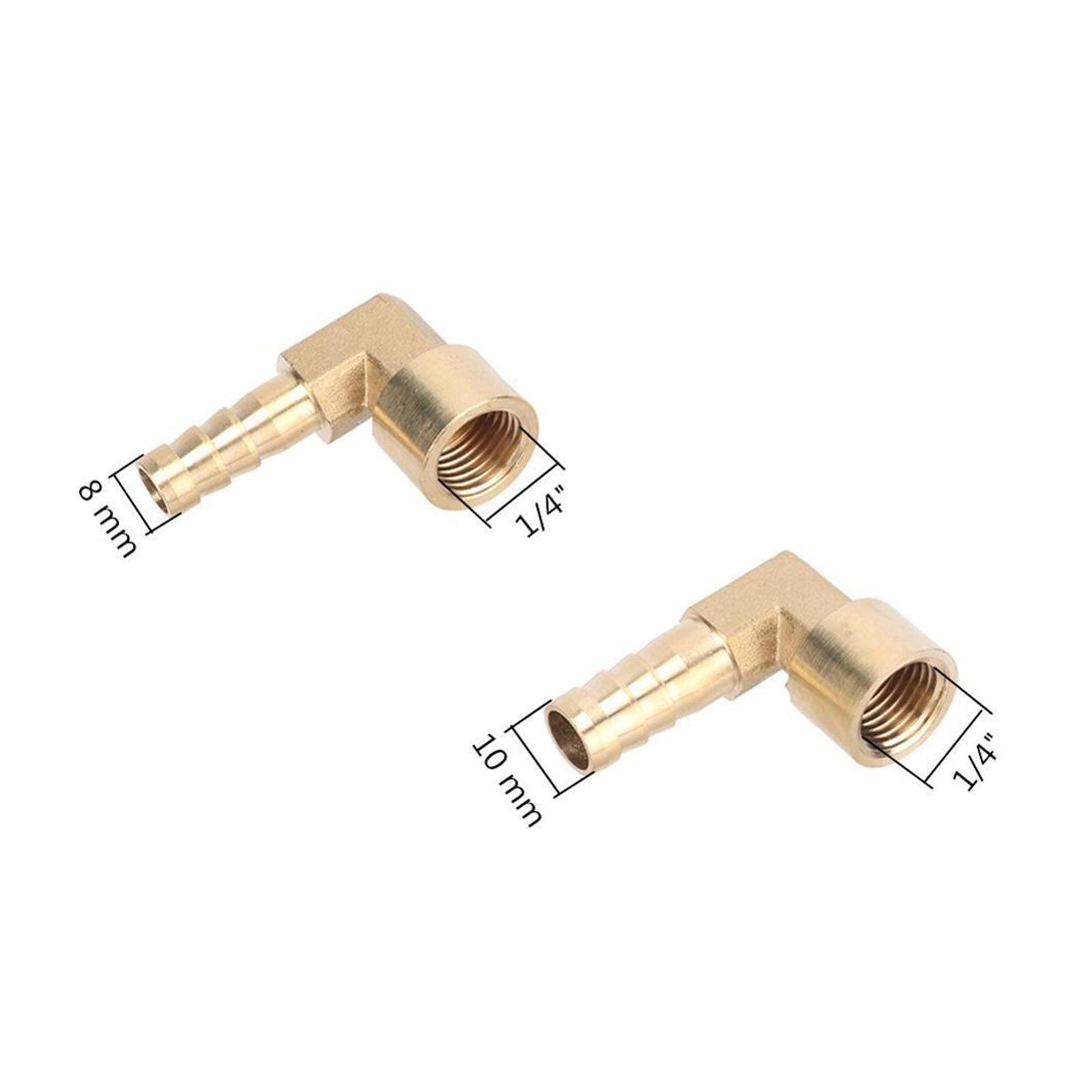 Zraszacz ogrodowy, zraszacz do podlewania, narzędzia ogrodowe, sprzęt, kolanko mosiężne, 8 mm, 10 mm, z gwintem wewnętrznym BSP 1/4", złączka miedziana, 90 stopni, 1 szt. (kolor: 12 mm do 3/8")