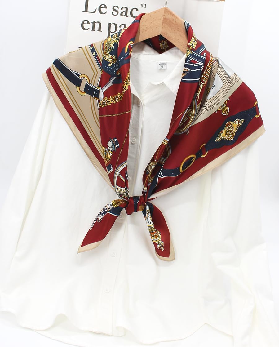 ANDANTINO 100% Pure Mulberry Silk Scarf 35" Large Square Lightweight Headscarf –Women’s Hair Wraps-With Gift Packed - Image 3