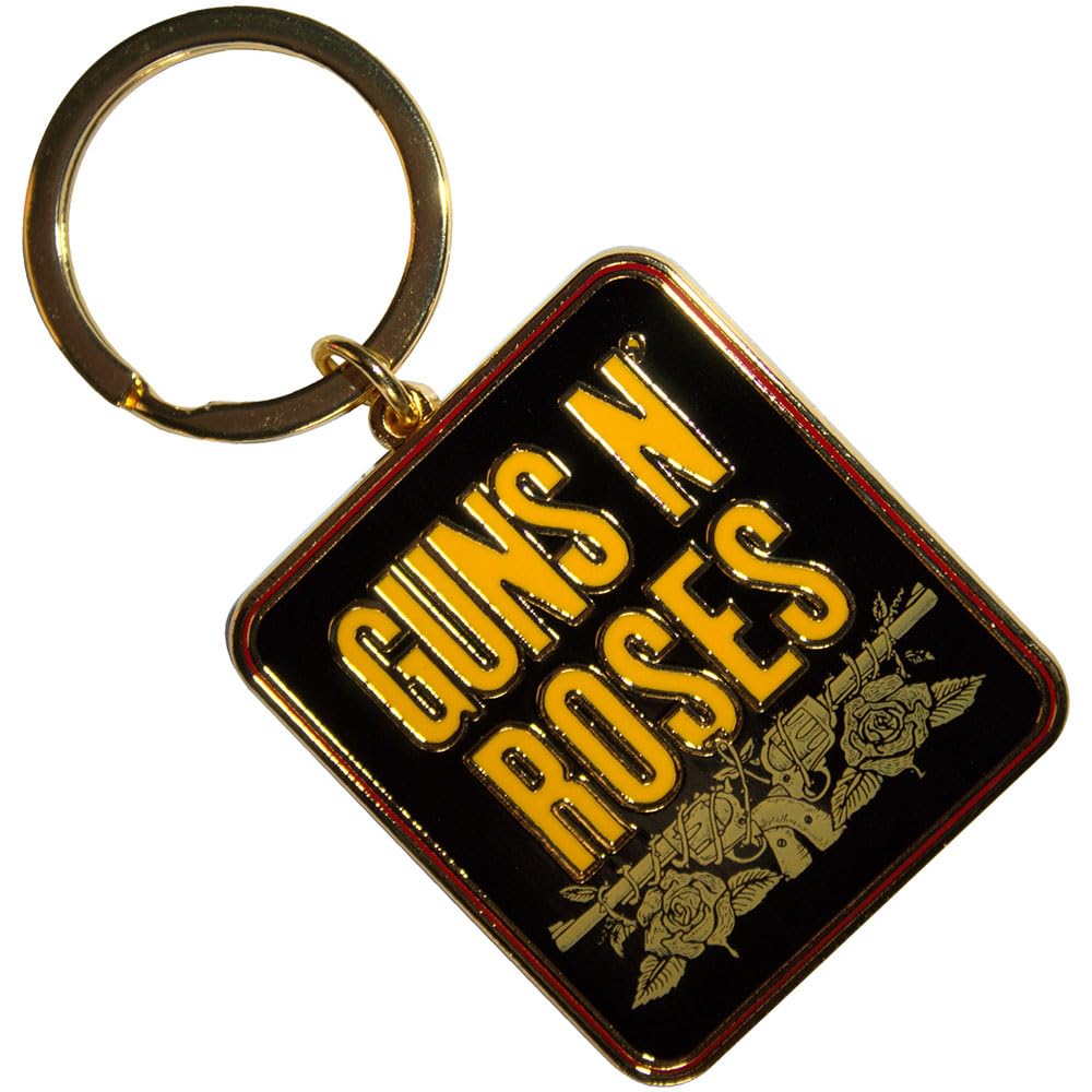 GUNS AND ROSES YELLOW AND BLACK  LOGO QUALITY METAL KEY RING OFFICIALLY LICENSED