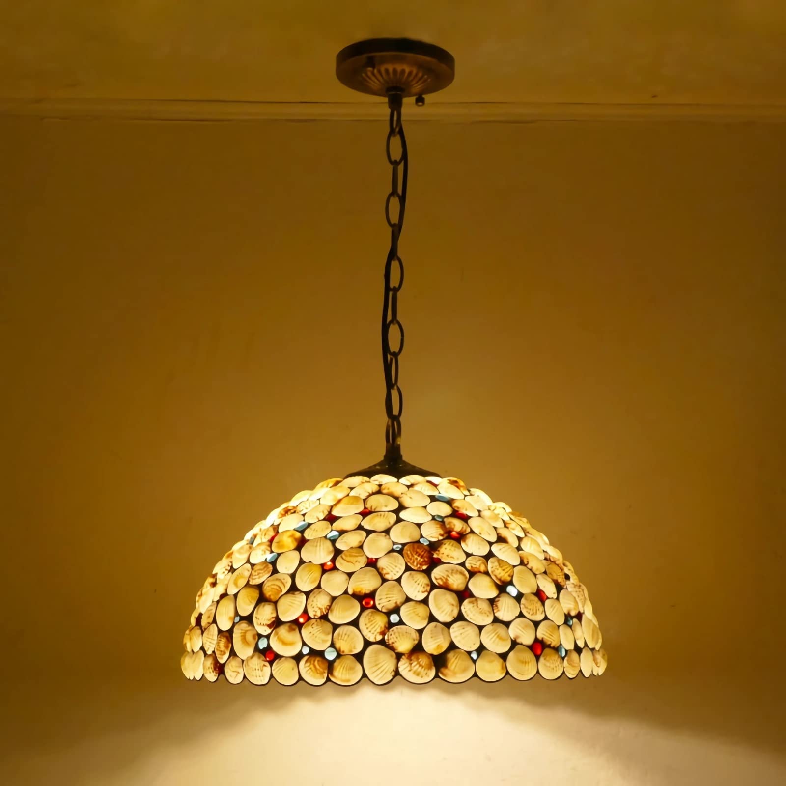 YNIYUJKL Tiffany-Style Chandeliers, Handmade Shells Ceiling Pendant Light Fixtures For Living Room Bedroom Kitchen Hallway, E27 Bulb, Max40W,30Cma-30Cmb (40Cma),40cma