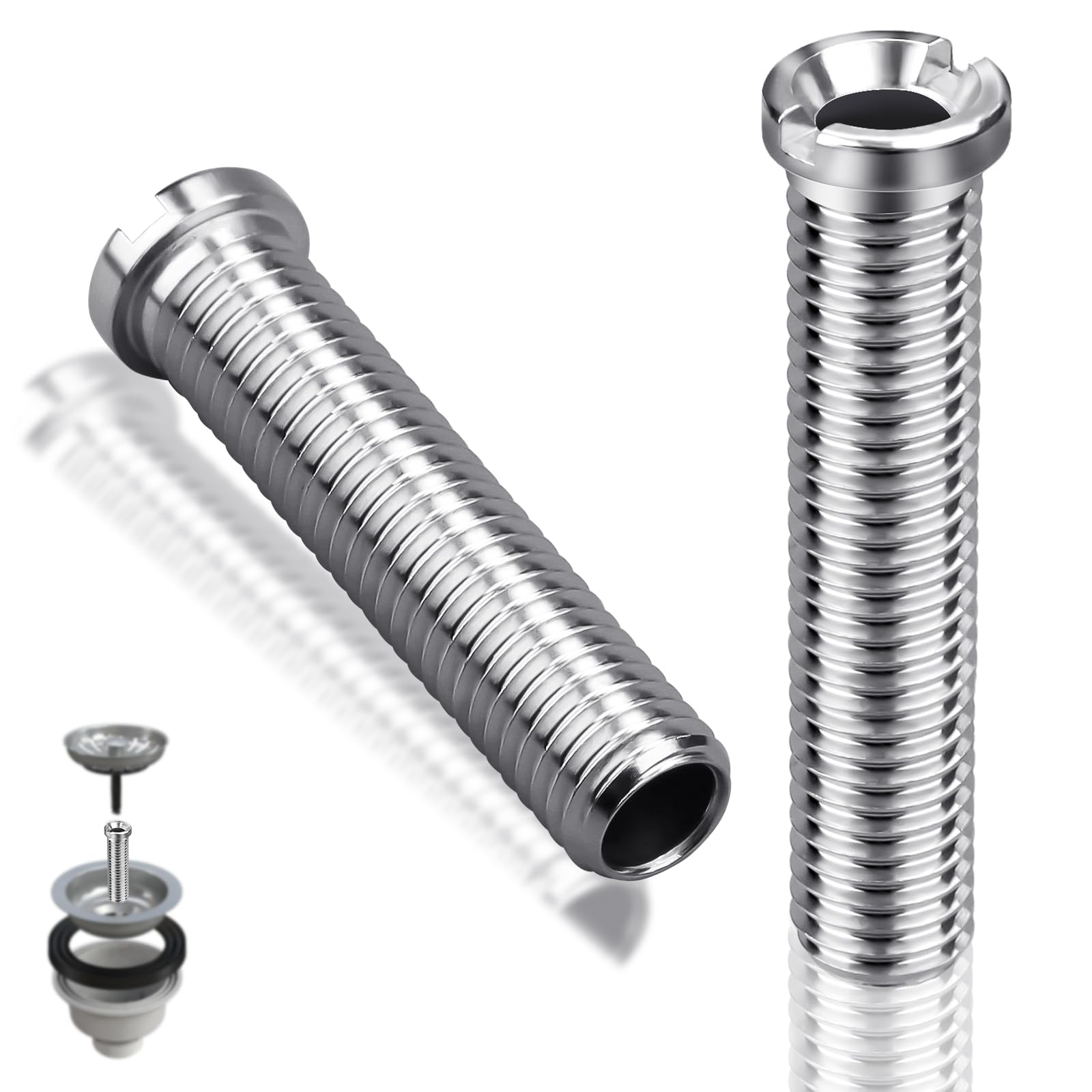 SWTYExt 2 sztuki śrub drążonych do zlewu M12 x 35 mm, śruby do zaworów sitowych ze stali nierdzewnej, sitko odpływowe, 35 mm, do zlewozmywaków kuchennych, zaworów sitowych, odpływów, akcesoria