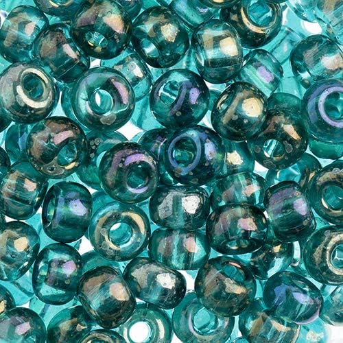 Preciosa Czech Seed Beads 32/0 (8mm) Transparent Teal Rainbow - 250g Bulk Bag Beads for Jewelry Making and Crafts