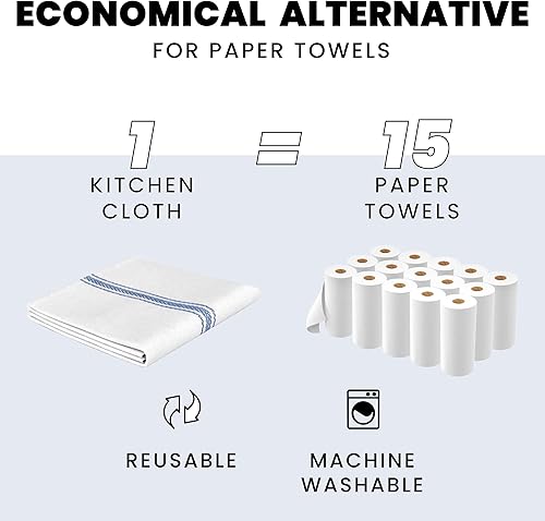 Miniatura 6 de Zeppoli - Paquete de 15 toallas de cocina clásicas hechas de 100 algodón natural trapos de limpieza reutilizables superabsorbentes lavables a