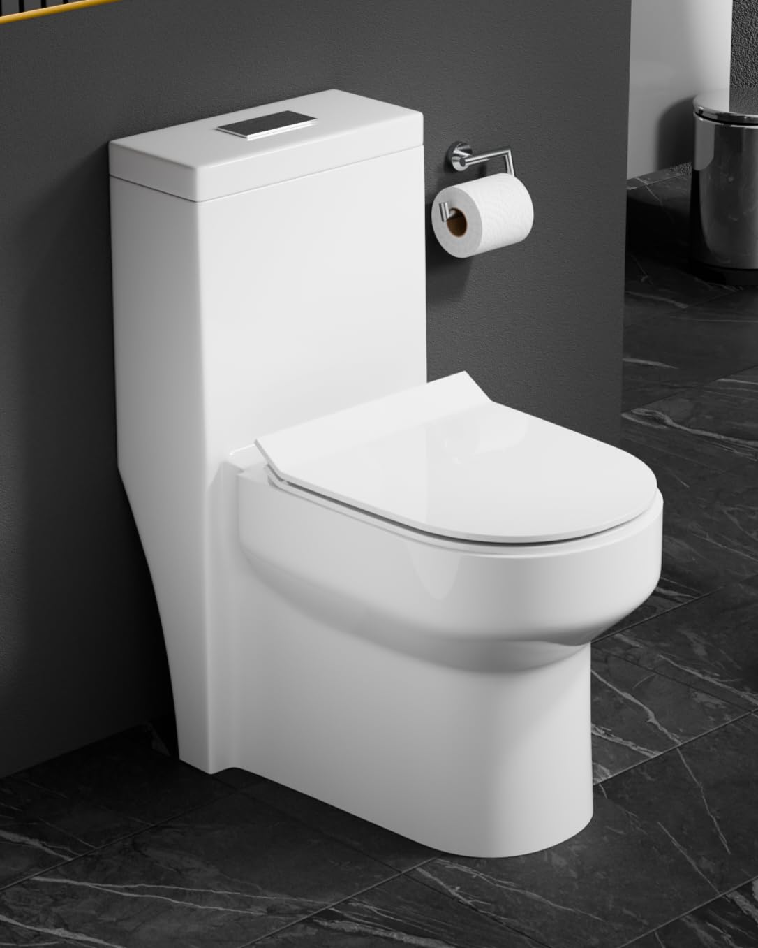 Clay Plus Platinum Ceramic Commode/S Trap One Piece Western Toilet/Rim Washdown Flush Commode with Soft Close Toilet Seat Cover (White) (S-Trap)