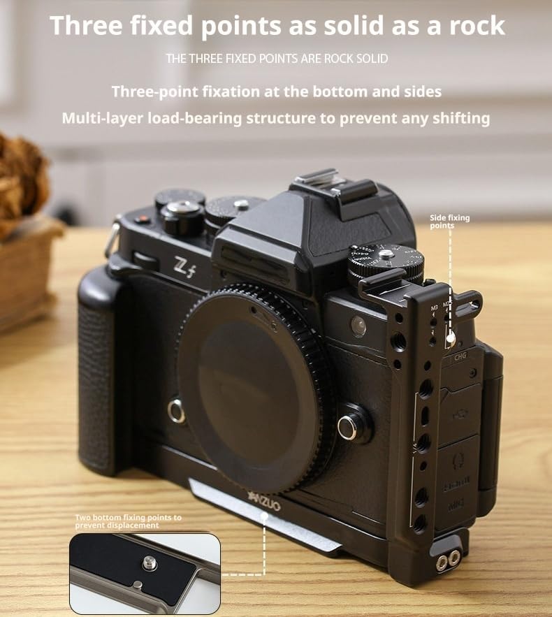 Image of Metal Cage for Nikon ZF, Aluminum Alloy Camera Bracket, Compatible with Arca Swiss, with Dual Cold Shoe(Titanium)