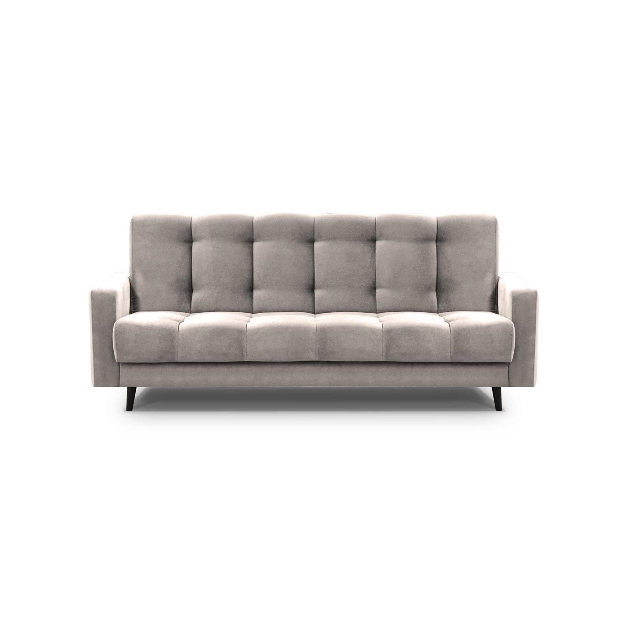 Mars Meble Schlafsofa mit Bettkasten - Dreisitzer 220cm Breit Polstersofa mit Schlaffunktion Nancy BIS, aus Velours Sofa mit Federkern Holzbeine, Stoff: Paros 02