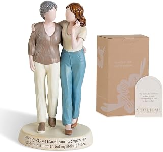 Mom Birthday Gift from Daughter: Hand-Painted Mother Daughter Walking Figurine Statue - Unique Mothers Day for Moms