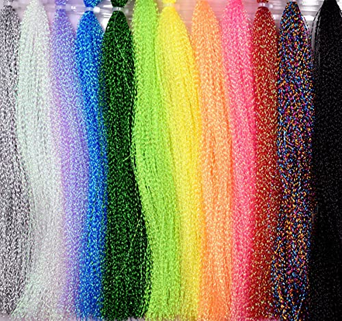 10 Mehrere Farben Crystal Flash Line für Fliegenfischen Fliegen Binden Materialien (12pcs Cover