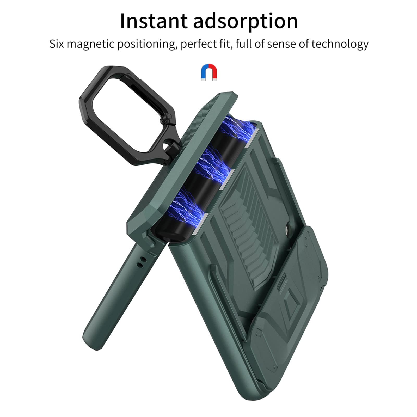 LTL Etui do Samsung Galaxy Z Flip 3 z magnetyczną ochroną zawiasów, stojak pierścień i osłona na kamerę, wojskowa klasa odporne na wstrząsy etui pancerne do Samsung Galaxy Z Flip 3 5G, fioletowe