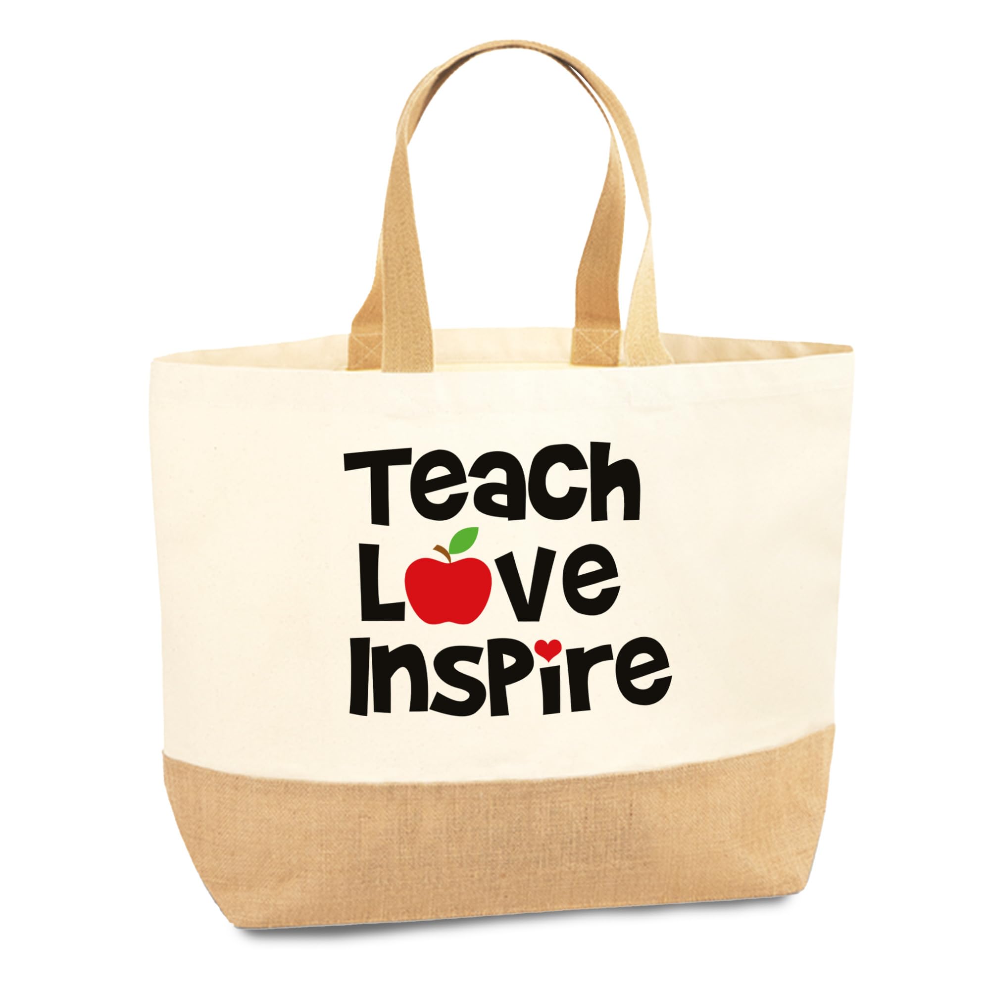 Personalised Teacher Bag with Custom Name, Hessian Jute Teacher Tote Bag, End Of Term Gift Thank You Gift for Teachers Assistants, TAs & Nursery Staff, Teacher Stuff Bag Present