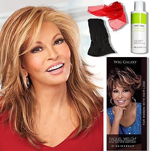 Raquel Welch Wigs Special Effect Wig Topper Color R3HH DARK BROWN 12" Long Human HairPiece Lace Front Monofilament Top Sweeping Bangs Bundle w/Travel Kit, MaxWigs Hairloss Booklet