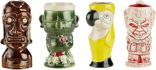 Miniatura 6 de LEMONSODA Vasos de cerámica tiki hawaianos (cerámica, juego de 4) Ceramic,Variedad Cerámica,Cuernos,Luau