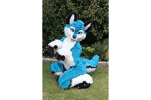 Teen Furries Fox Digitigrade Dog Blue Husky Horn Full Furry Suit Mascot Costume