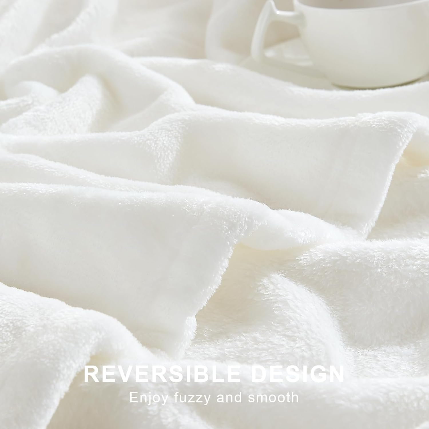 Hansleep Flannel Fleece Throw Blanket Twin Size, Super Soft Fluffy Bed Plush Blanket Throw, Luxury Fuzzy Cozy Couch Blanket for All Seasons, White, Twin 60x80 - Image 6
