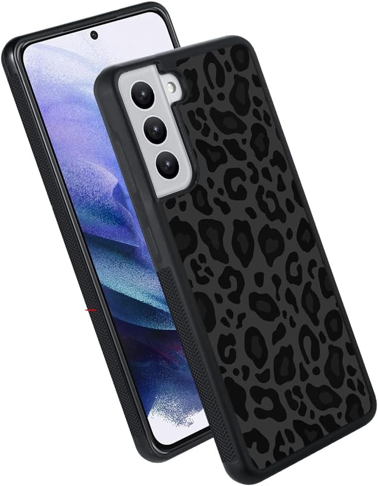 KANGHAR Case Compatible with Galaxy S21 FE,Black Leopard Design,Tire Texture Non-Slip +Shockproof Rugged TPU Protective Case for Samsung Galaxy S21 FE(2021) Leopard Pattern
