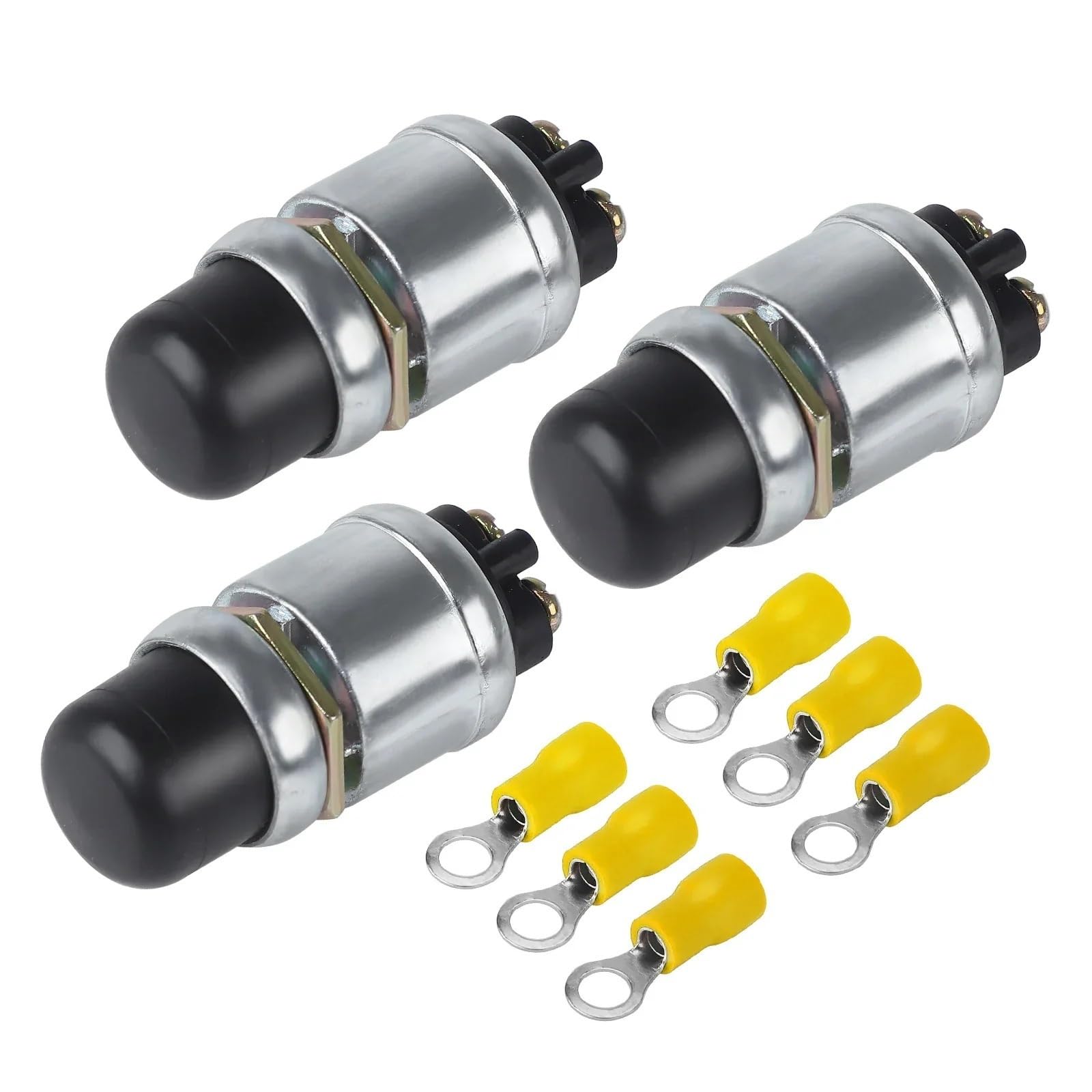 Interruttori di accensione Interruttore di avviamento a pulsante 12V-24V Interruttore di avviamento a pulsante impermeabile 60A per impieghi gravosi adatto per auto e camion(3 PCS)