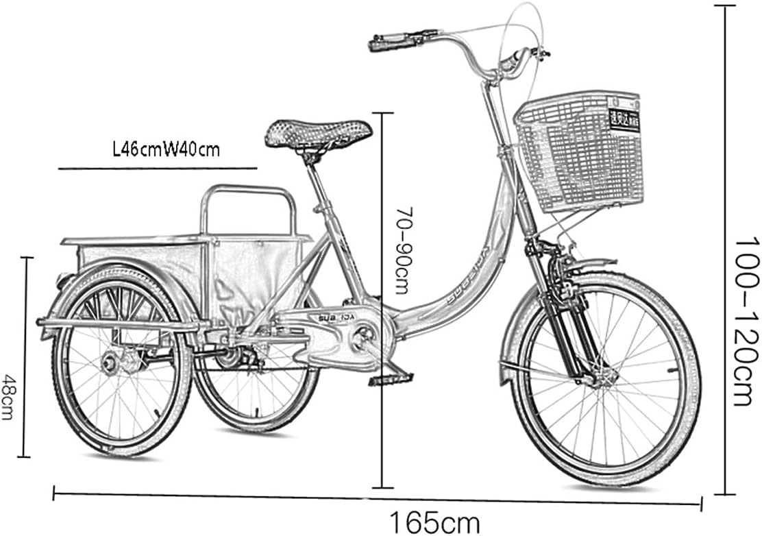 Adult Tricycle Bike 20in Adult Tricycle High Carbon Steel Frame Adult Bicycle for Seniors Multiple Colors