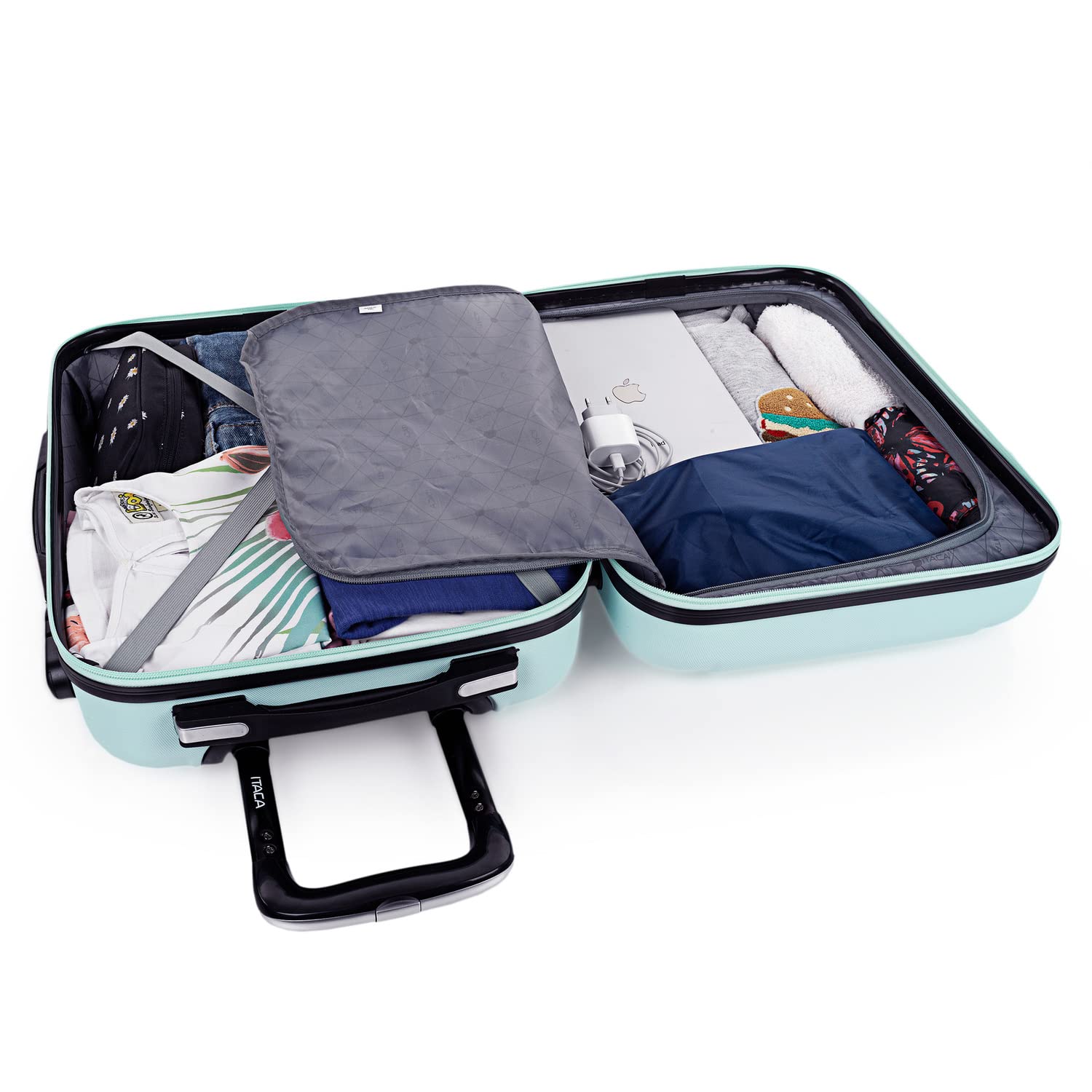 ITACA - Maleta de Cabina 55x40x20 - Maletas De Viaje Cabina Rígidas Trolley con 4 Ruedas Dobles para Avion Ligera Equipaje De Mano Candado de Combinación. Compatible Ryanair, Verde Menta — view 8