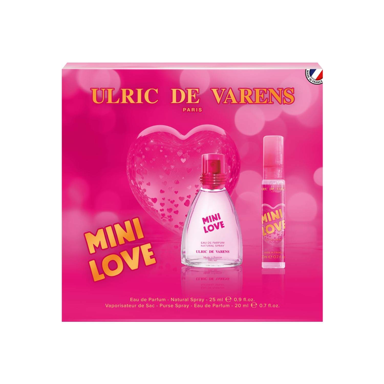 Mini Love Women's Perfume Set - 25 ml Eau de Parfum + 20 ml Purse Spray - Floral, Fruity - Made in France