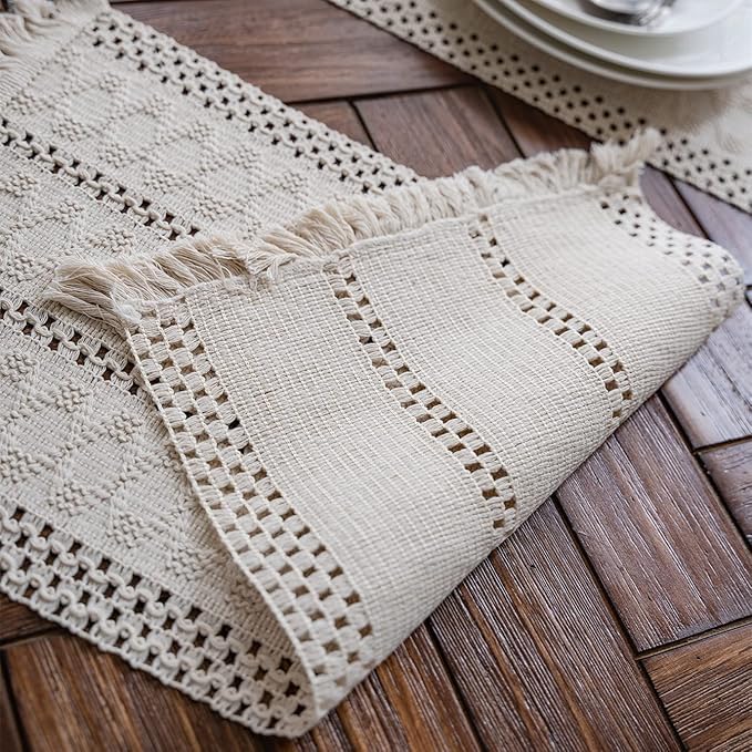 Image of HomeCloud Croshia Woven Table placemat - Heat Resistant, Washable Table Decoration for Dining, Office, Kitchen, Hotel, and Home (Rec White, Set of 1)